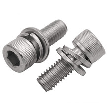 304 Stainless Steel M2.5 M3 M4 M5 M6 M8 M10 Sems Screw Flat Spring Washer Three Combination Machine Screw